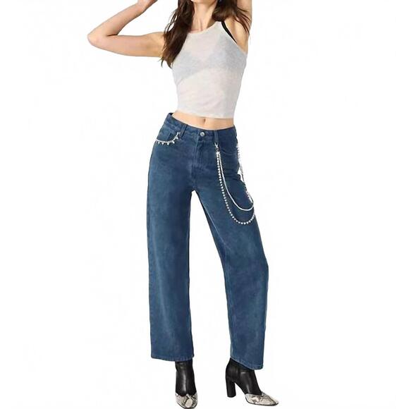STEVE MADDEN Denim - NEW STEVE MADDEN swift high-rise rhinestone chain jeans in blue